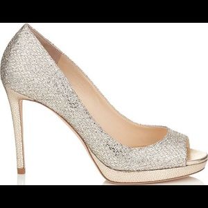 Authentic Jimmy Choo Luna Champagne Platform Pumps